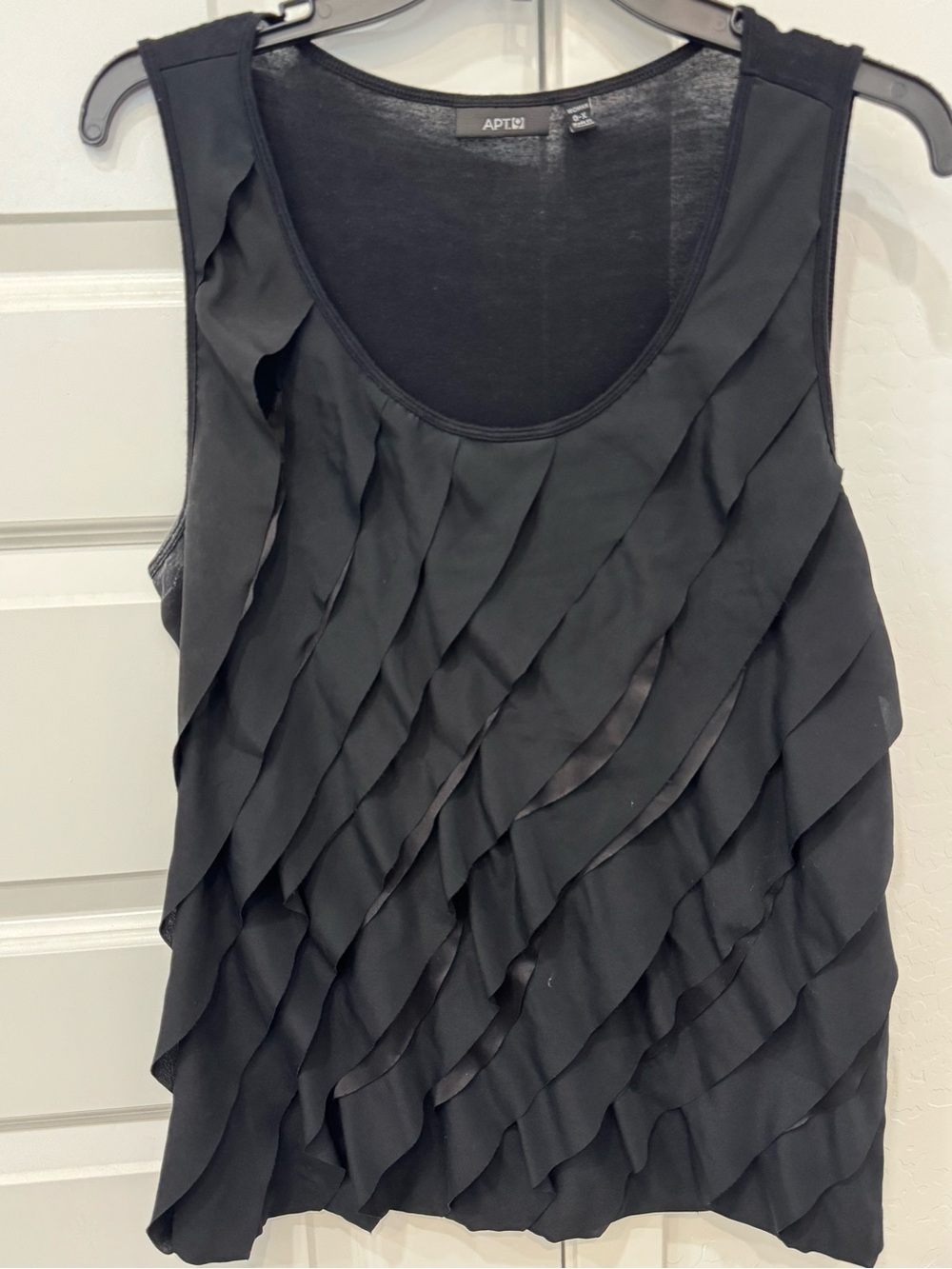 Apt. 9 Black Ruffled Scoop Neck Tank Top
